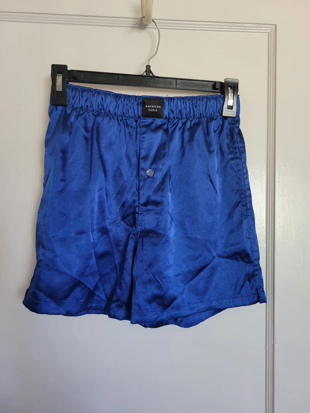 American Eagle Outfitters Men's Blue Satin Pocket Boxer shorts